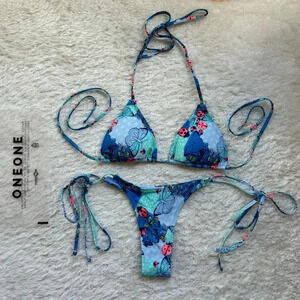 NWT OneOne Swimwear Bikini Set Flutter Fancy Blue Butterfly Ariel Ladybugs Cute